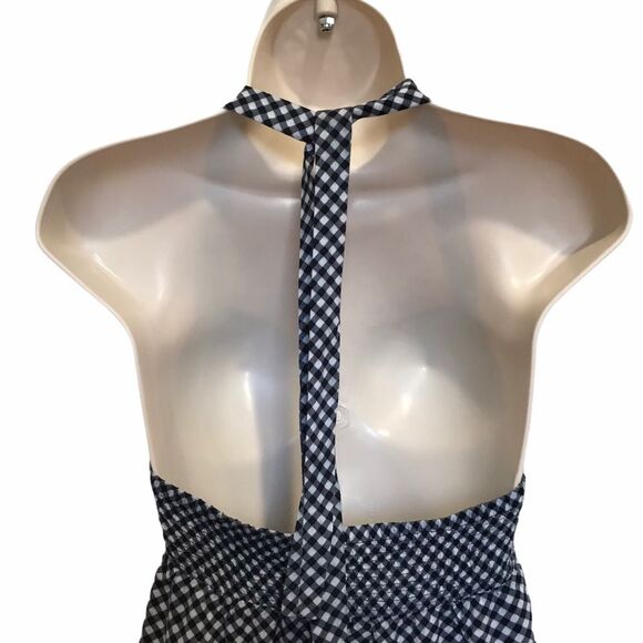 Kirra Black White Checkered Halter Top Summer Sz M - Picture 6 of 12